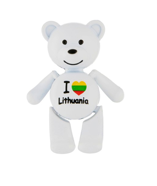 Metal magnet bear I love Lithuania